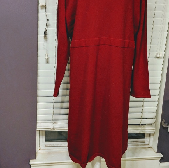 🆕🏷️ CHAPS  Sweater Dress Red Cowl Neck  2X/3X - Picture 4 of 8